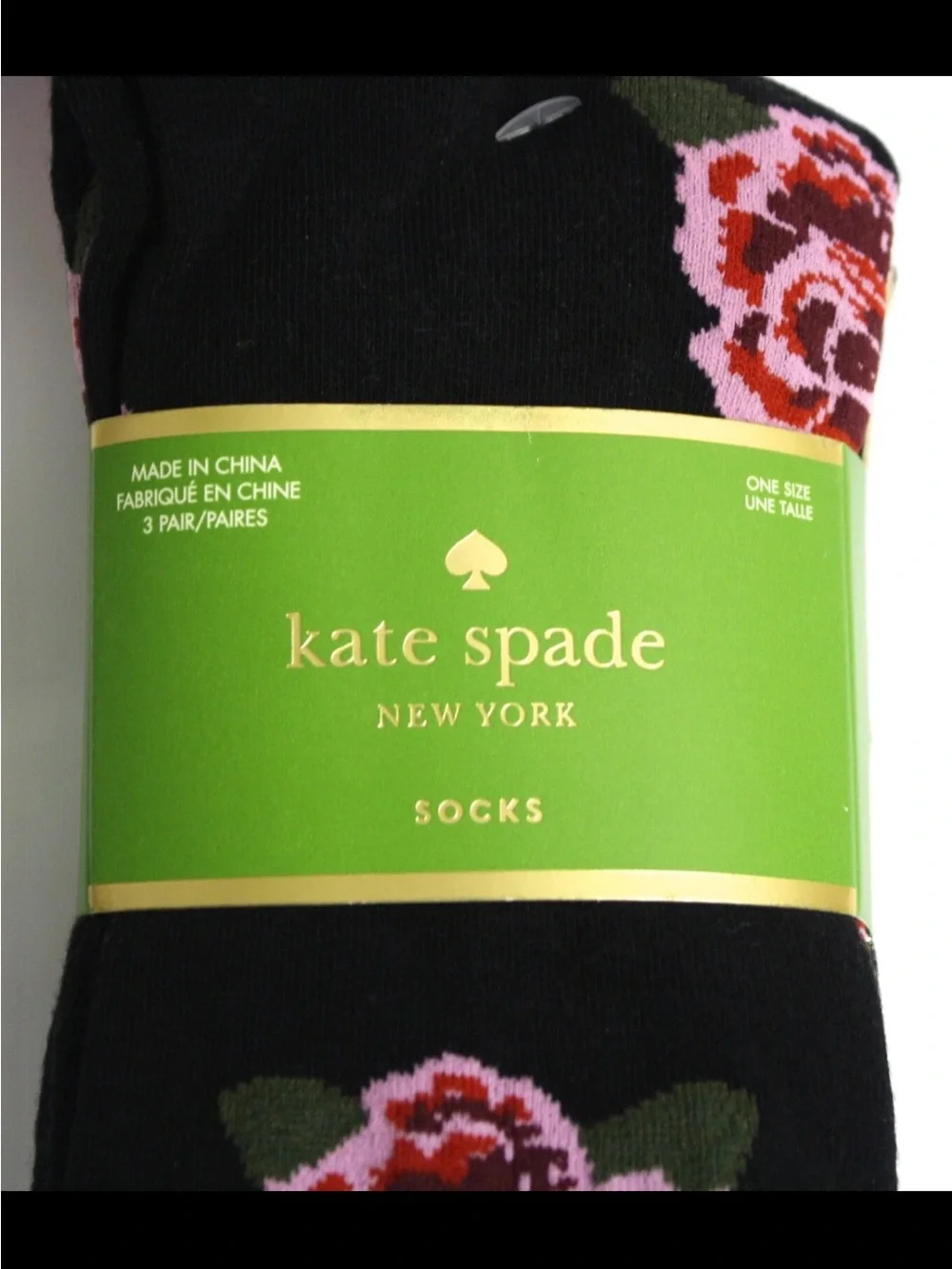 kate spade Black Floral, Leopard Print & Black Glittery Crew Socks-Pack of Three